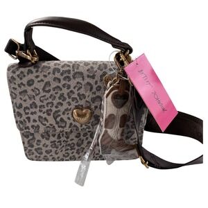 Betsey Johnson VIRAL Leopard Print Crossbody Bag Cowboy Boot Charm BM30555 NEW